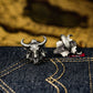 Skull Bull Cufflinks - 925 Sterling Silver Handmade