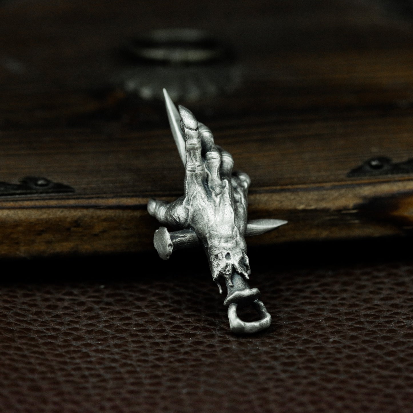 Clawed Hand with Cross Nail Pendant ¨C 925 Silver Handmade