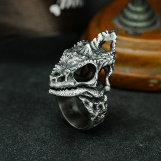 Chameleon Skull Ring ¨C 925 Sterling Silver Handmade
