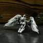 Kneeling Angel Pendant with Folded Wings - 925 Sterling Silver Handmade