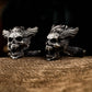Flaming Skull Cufflinks, 925 Silver Handmade