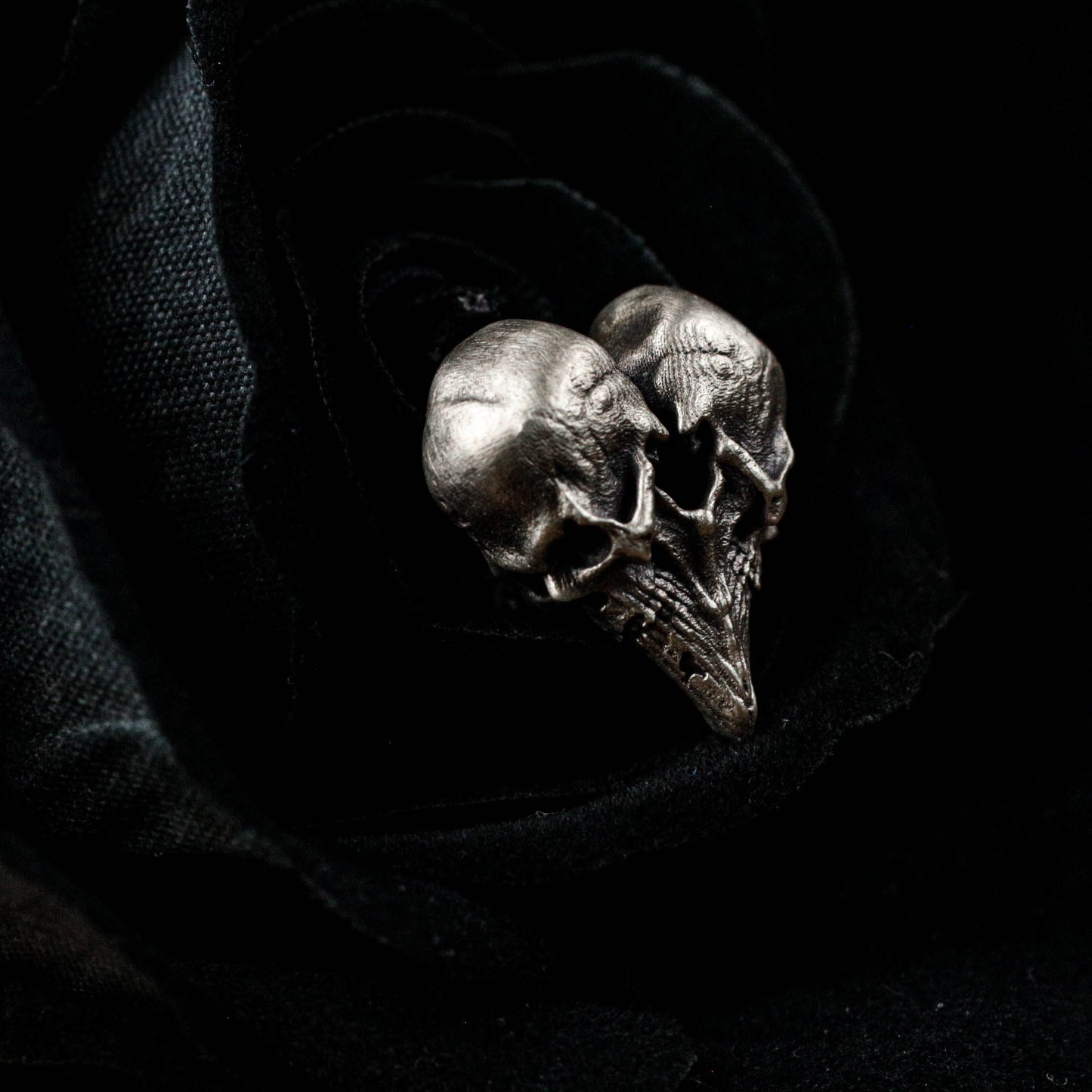 Heart Skull Cufflinks - 925 Sterling Silver Handmade