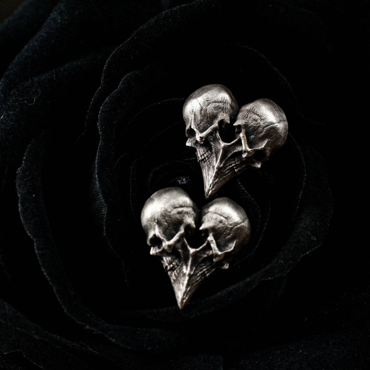 Heart Skull Cufflinks - 925 Sterling Silver Handmade