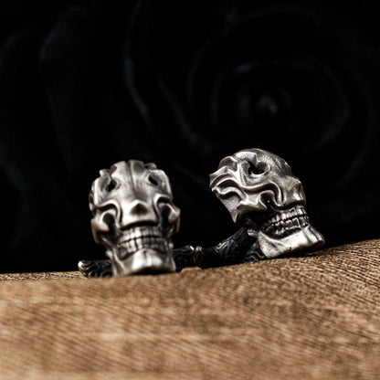 Skull Warrior Cufflinks - 925 Sterling Silver Handmade