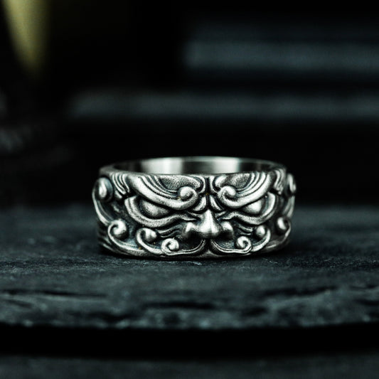 Taotie Beast Totem Ring - 925 Silver Handmade