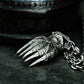 Engraved Paw Pendant with Patterned Claws - 925 Sterling Silver Handmade