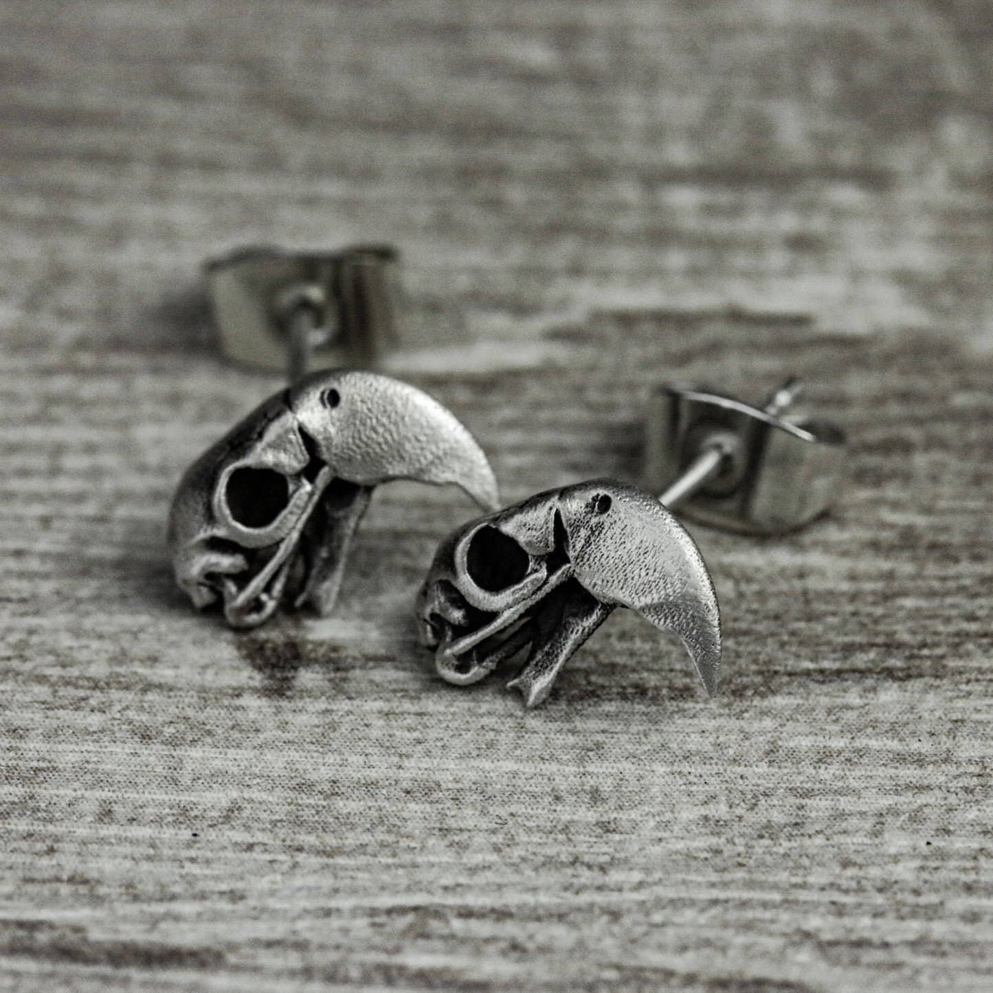 Parrot Skull Earrings - 925 Silver Handmade