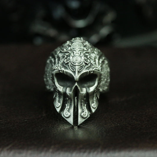 Baroque Spartan Skull Ring - 925 Silver Handmade