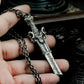 Gothic Sword Pendant with Skull Pommel ¨C 925 Sterling Silver Handmade