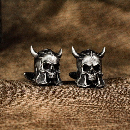 Toxic Skull Warrior Mask Cufflinks - 925 Silver Handmade
