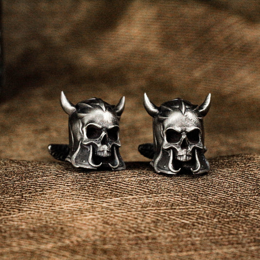 Toxic Skull Warrior Mask Cufflinks - 925 Silver Handmade