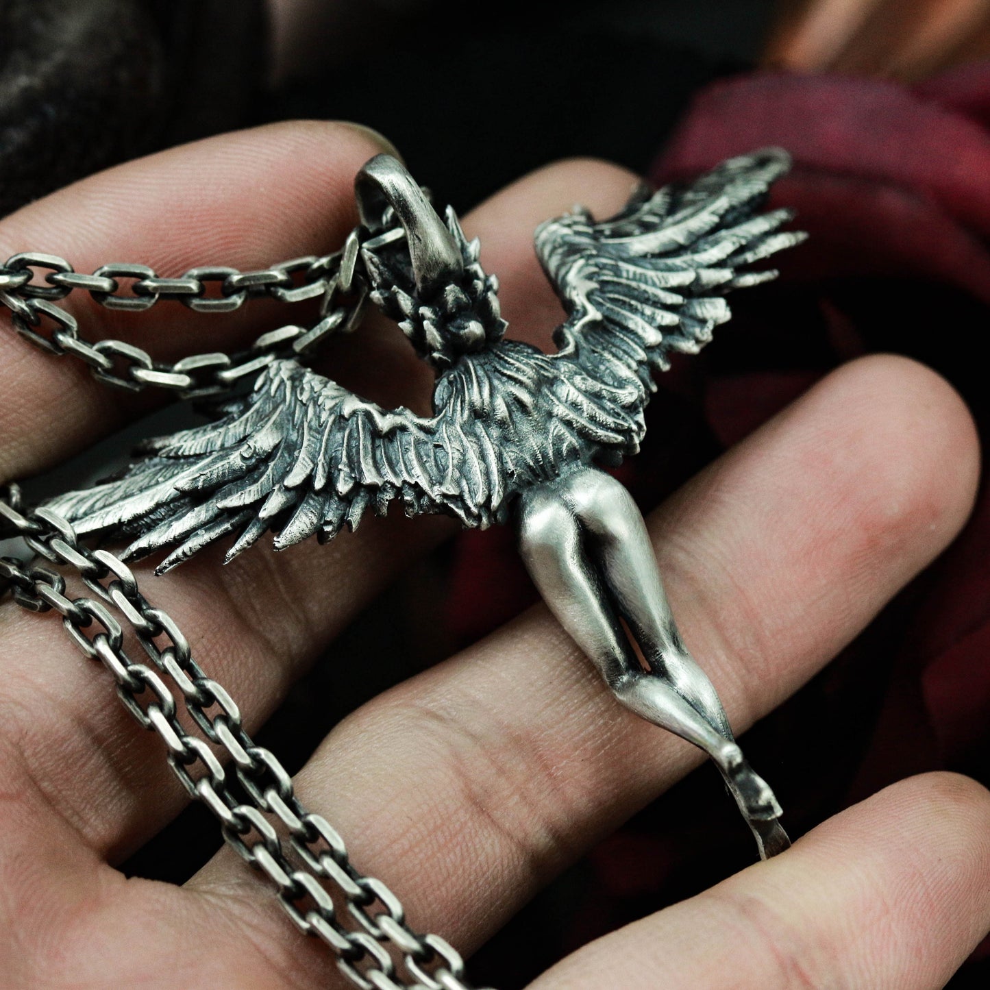 Winged Female Angel Pendant ¨C 925 Sterling Silver Handmade