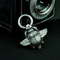 Winged Scarab Pendant with Mechanical Detail - 925 Sterling Silver Handmade