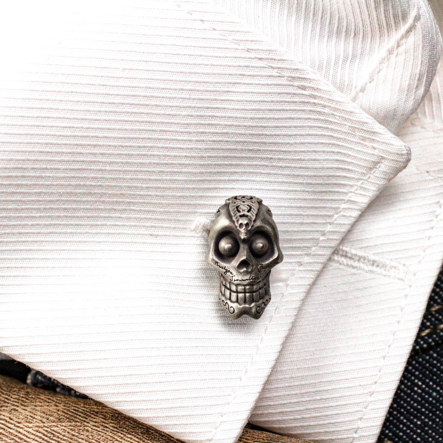 Skull Cufflinks - Handmade 925 Silver Mexican Day of the Dead