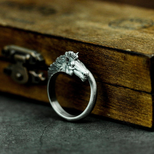 Running Horse Adjustable Ring - 925 Silver Handmade