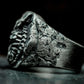 Chameleon Fossil Ring with Cracked Stone Texture ¨C 925 Sterling Silver Handmade