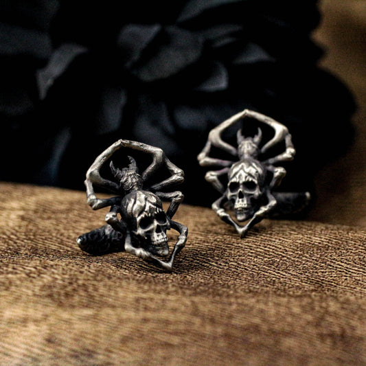 Skull Spider Cufflinks - 925 Silver Handmade