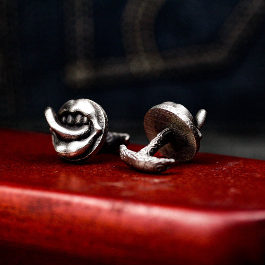 Playful Tongue-Out Mouth Cufflinks, 925 Silver Handmade