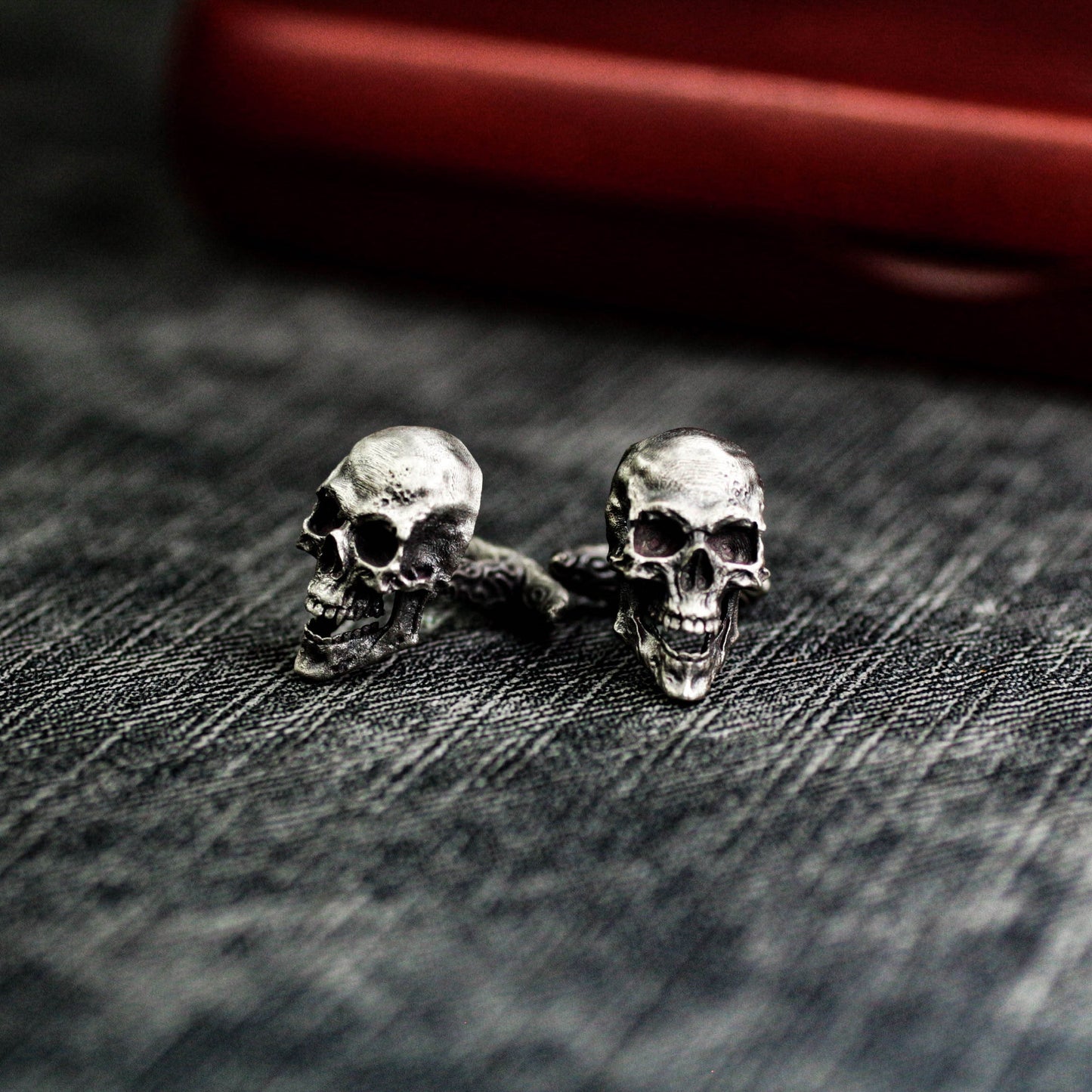 Biker Skull Cufflinks - Gothic Rock Style 925 Silver Handmade