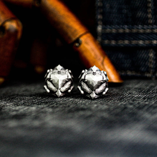 Peach Heart Cufflinks, Angel and Devil Wings - 925 Sterling Silver Handmade