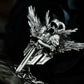 Winged Warrior Pendant with Blade and Shield - 925 Sterling Silver Handmade