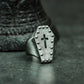 Coffin Cross Ring with Studded Border ¨C 925 Sterling Silver Handmade
