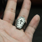 Coffin Cross Ring with Studded Border ¨C 925 Sterling Silver Handmade