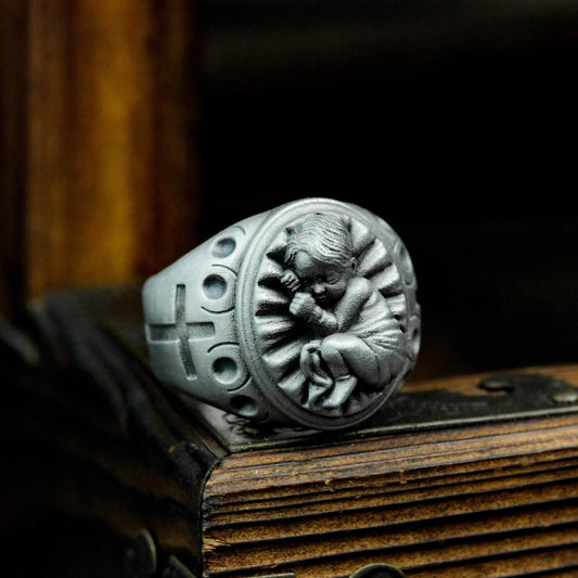 Infant Christ Ring ¨C Handmade 925 Silver Nativity Blessing Band