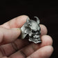 Demon Skull Ring with Horns and Fangs ¨C 925 Sterling Silver Handmade