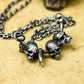 Three Skull Pendant with Central Spike - 925 Sterling Silver Handmade