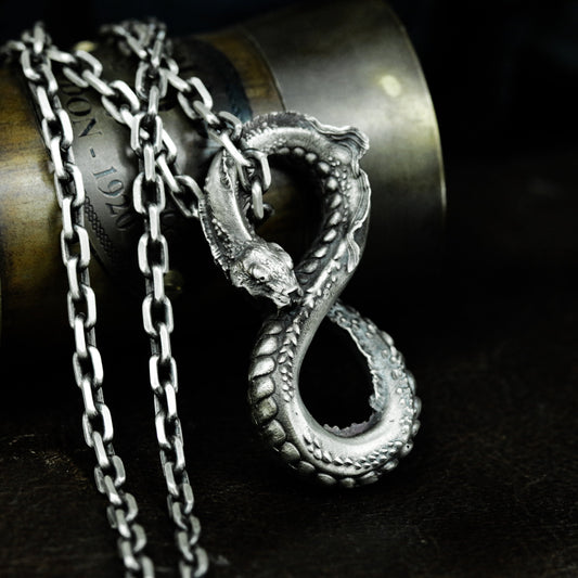 Ouroboros Snake Pendant ¨C 925 Silver Handmade