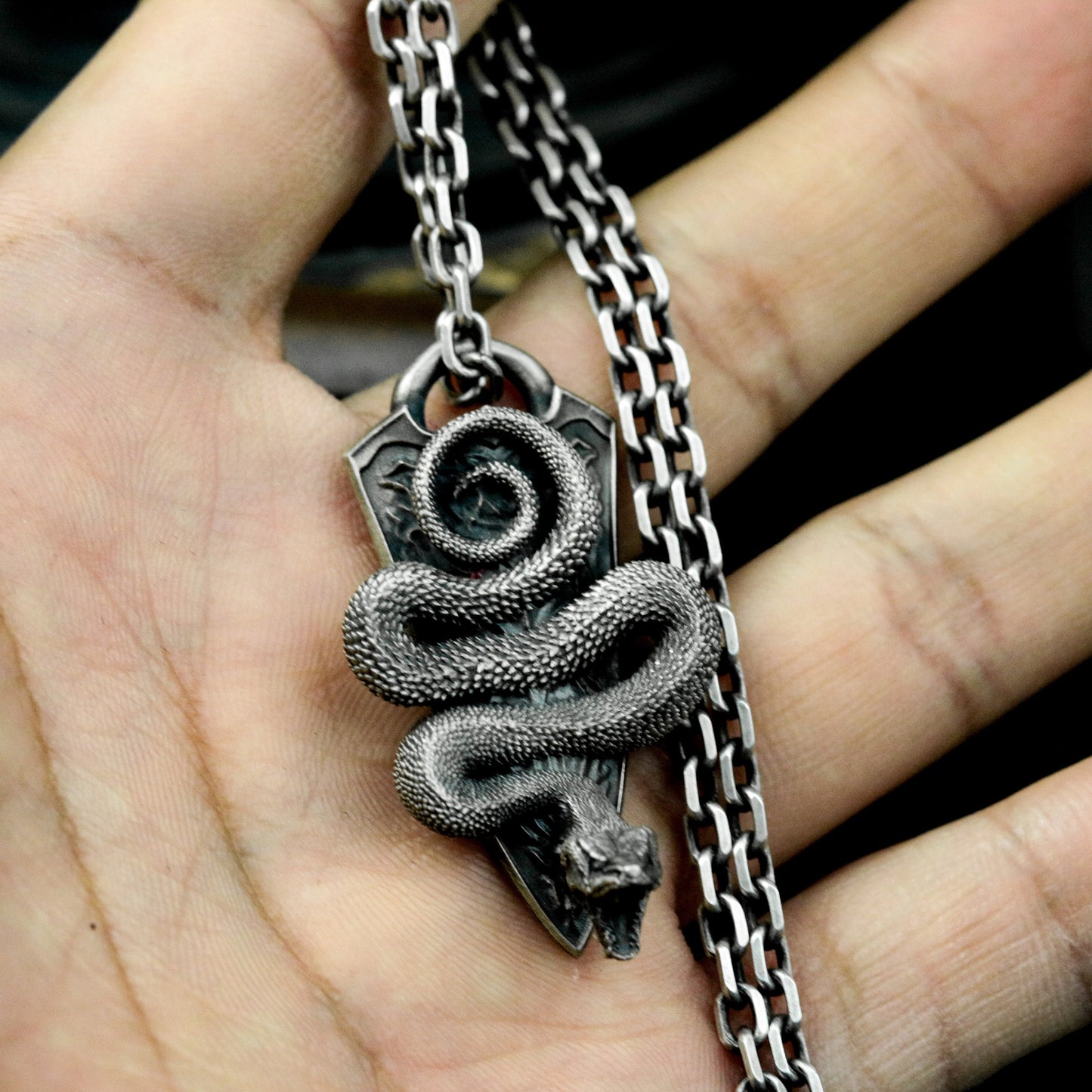 Coiled Serpent Pendant ¨C Handmade 925 Silver Venom Guardian Necklace