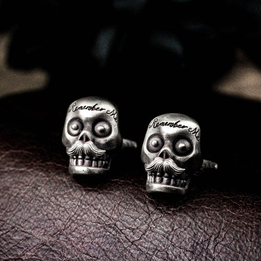 Gothic Baroque Skull Cufflinks - Vintage Design 925 Silver Handmade
