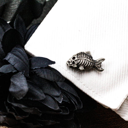 Piranha Skull Cufflinks - 925 Sterling Silver Handmade