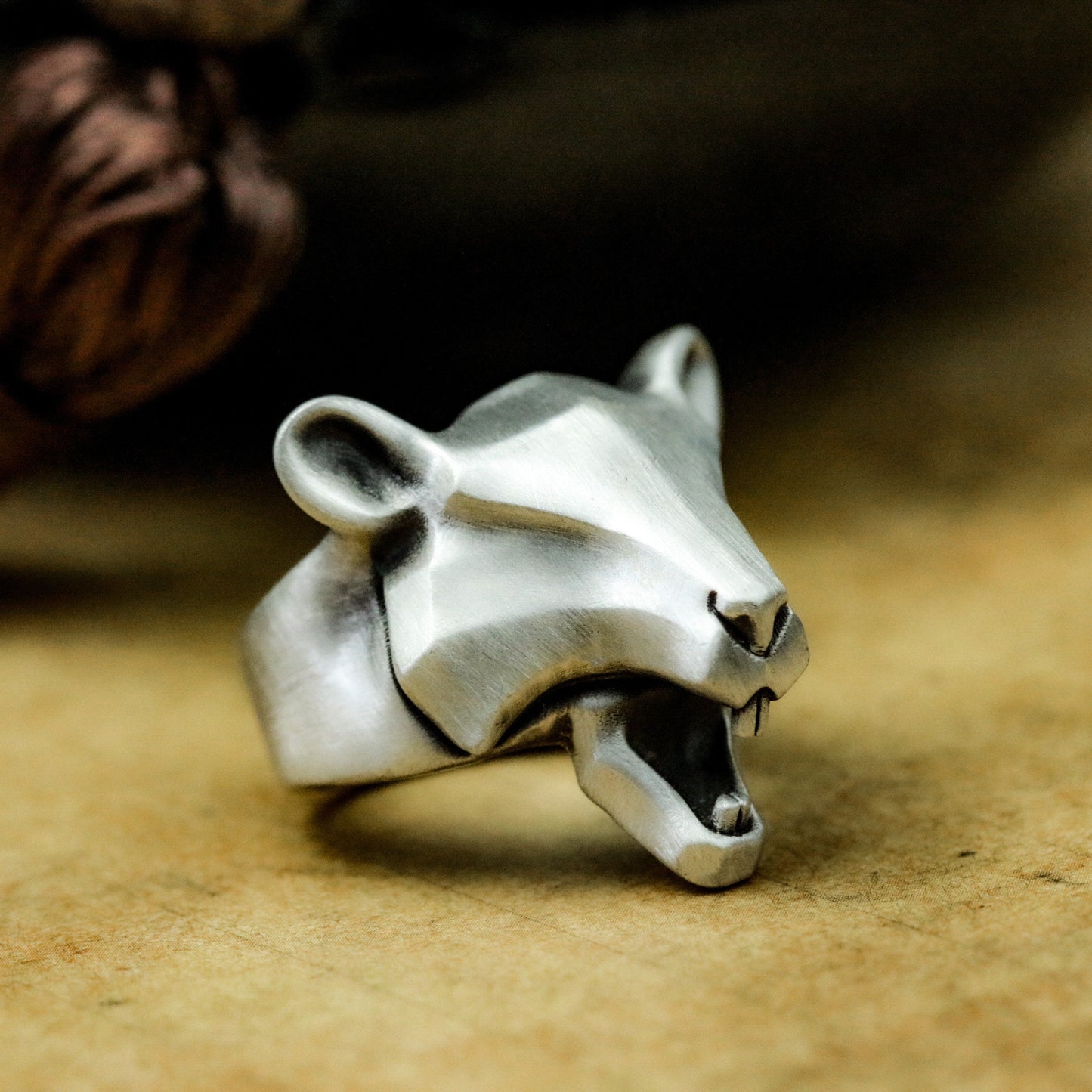 Bear Minimalist Ring ¨C 925 Silver Handmade