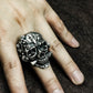 Retro Skull Ring ¨C Handmade 925 Silver Cyberpunk Gothic Band