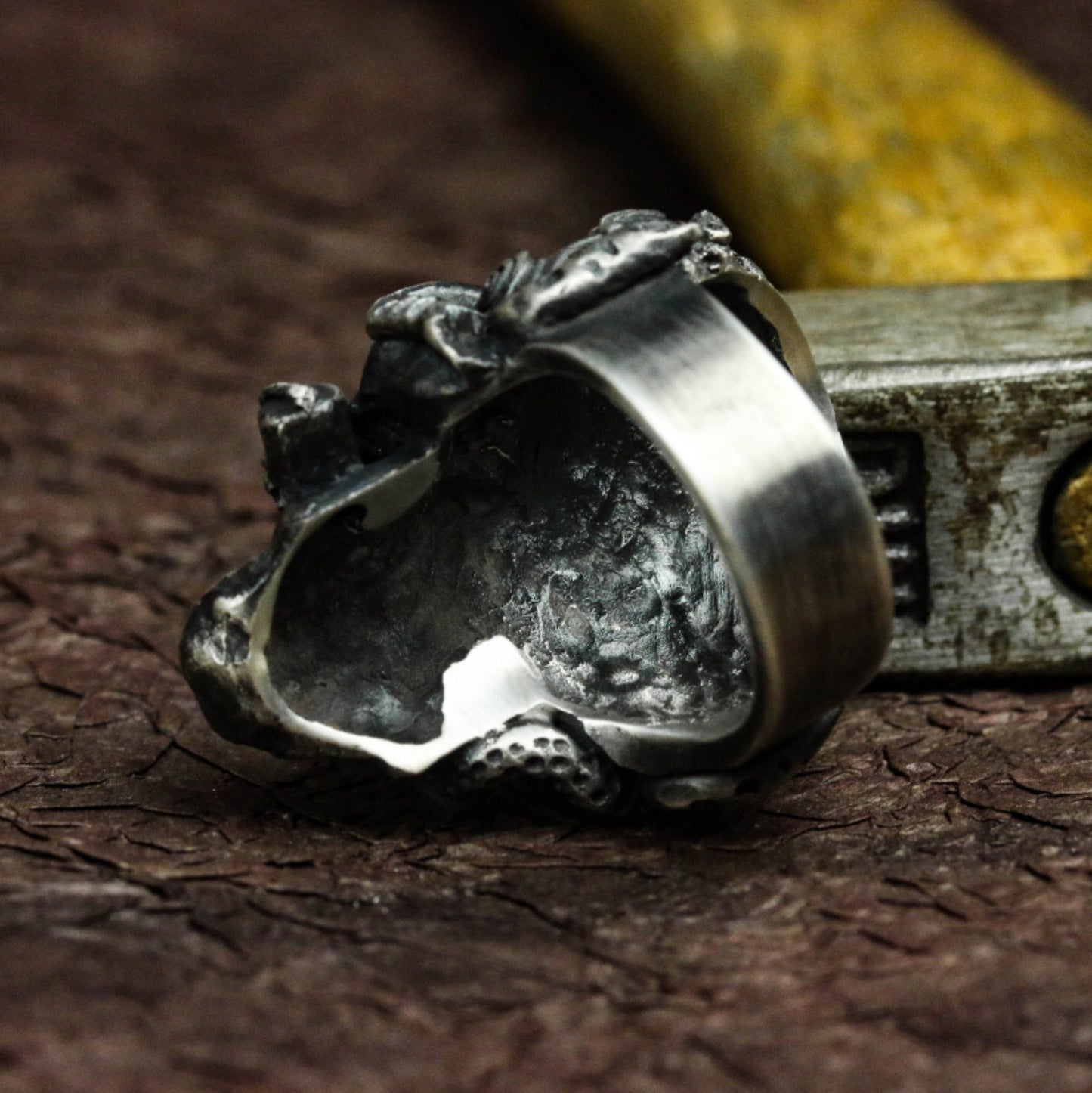 Retro Skull Ring ¨C Handmade 925 Silver Cyberpunk Gothic Band