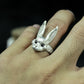 Red-Eyed Bunny Ring ¨C Handmade 925 Silver Dark Forest Band