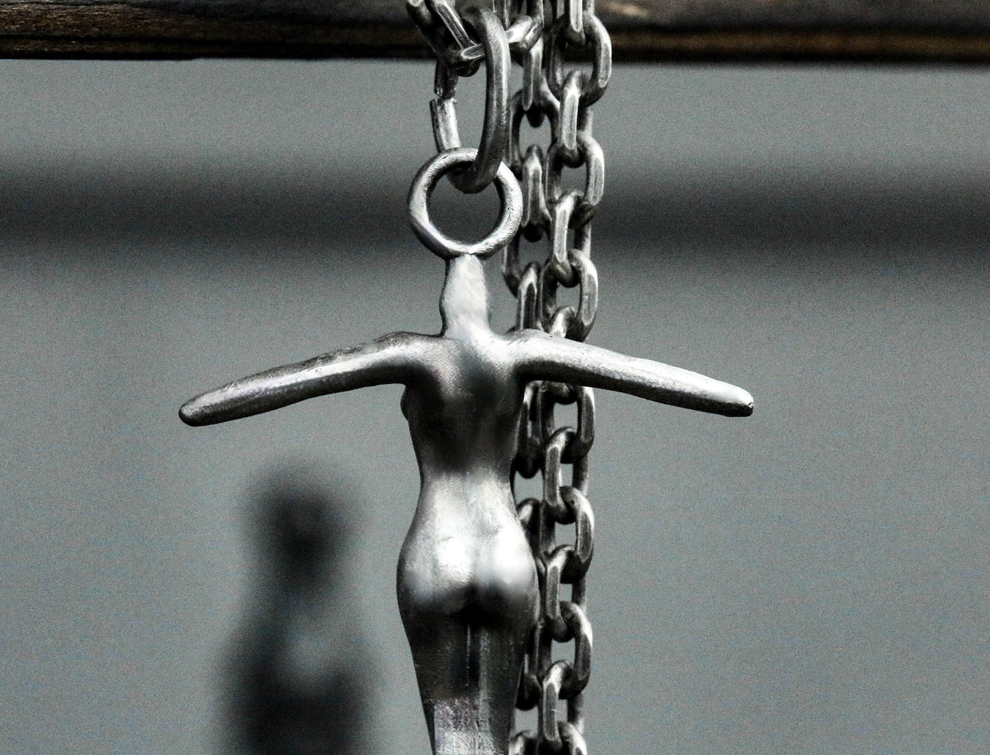 Nude Girl Cross Pendant - 925 Silver Handmade