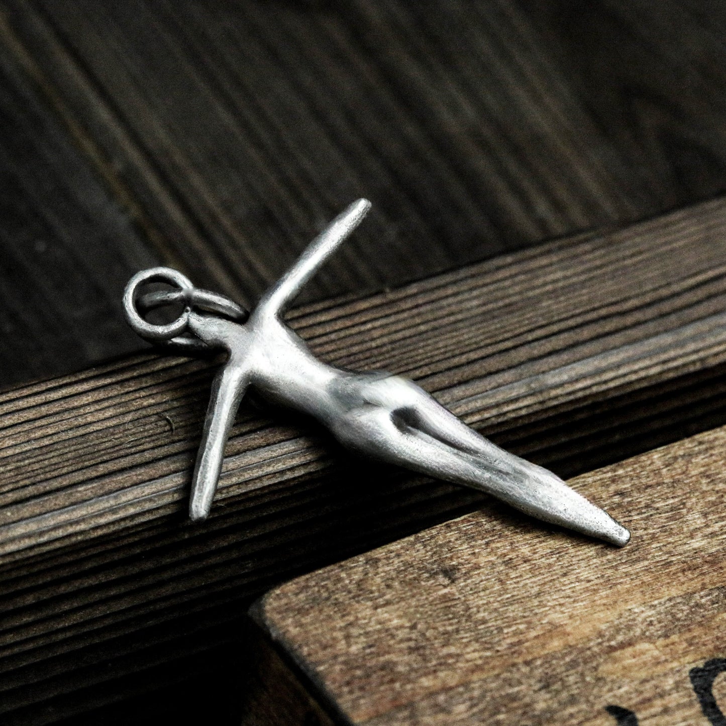 Nude Girl Cross Pendant - 925 Silver Handmade