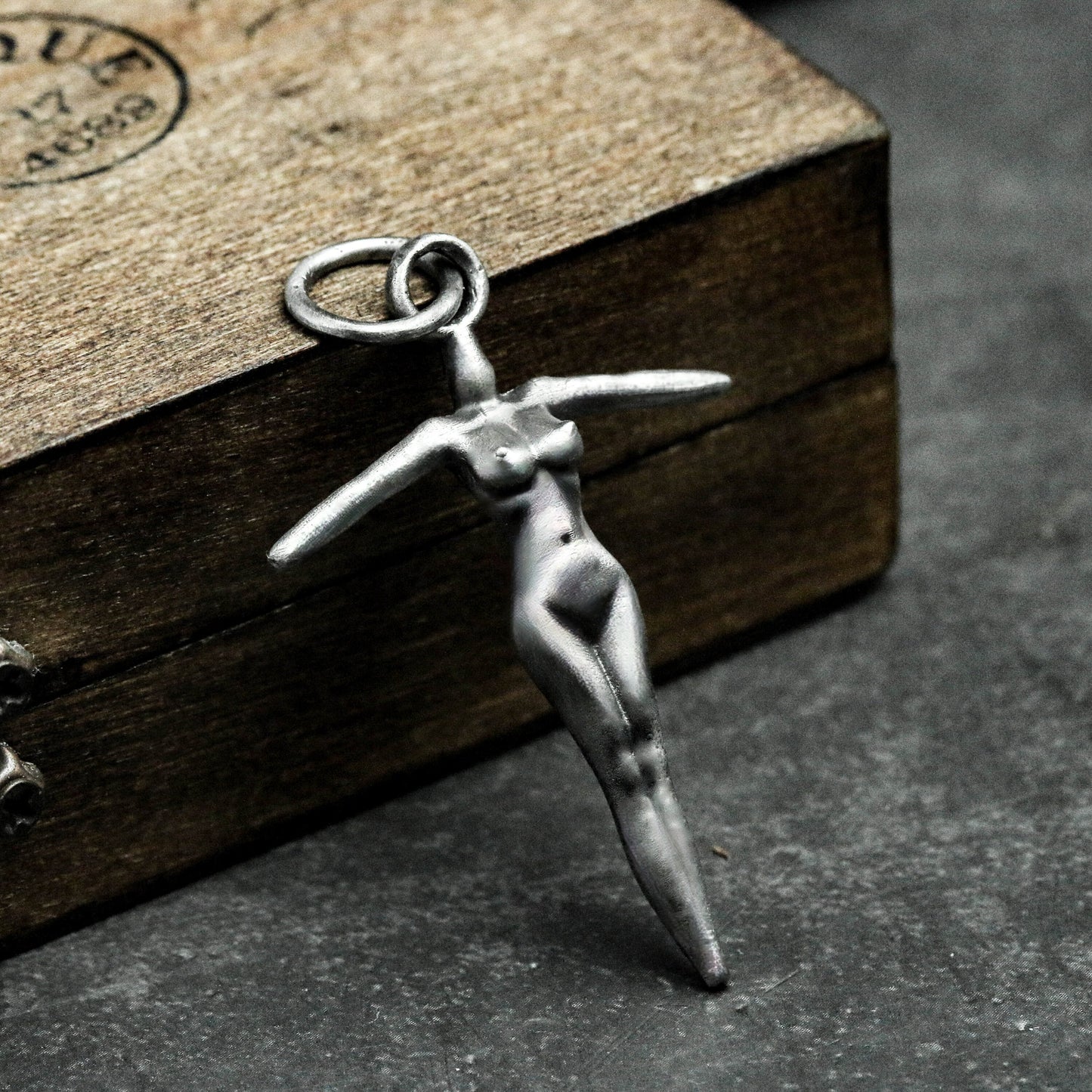 Nude Girl Cross Pendant - 925 Silver Handmade