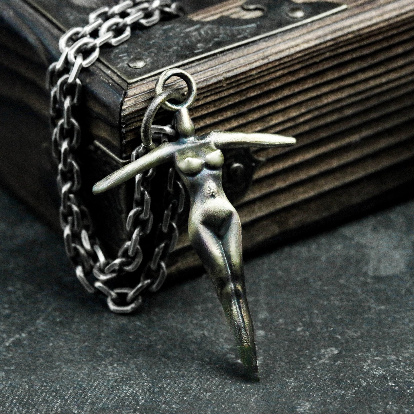 Nude Girl Cross Pendant - 925 Silver Handmade