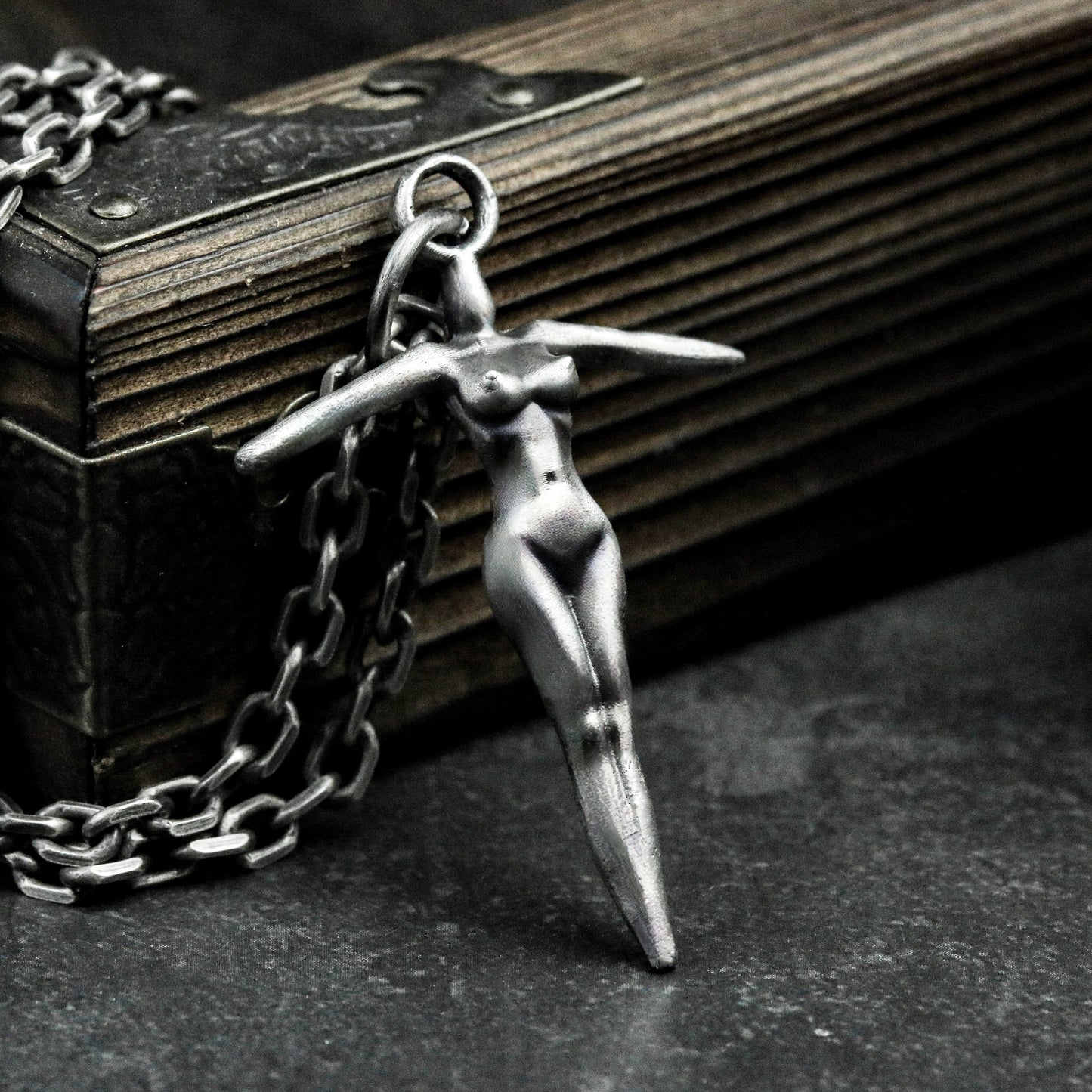 Nude Girl Cross Pendant - 925 Silver Handmade