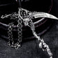 Minimal Grim Reaper Pendant with Long Scythe ¨C 925 Sterling Silver Handmade