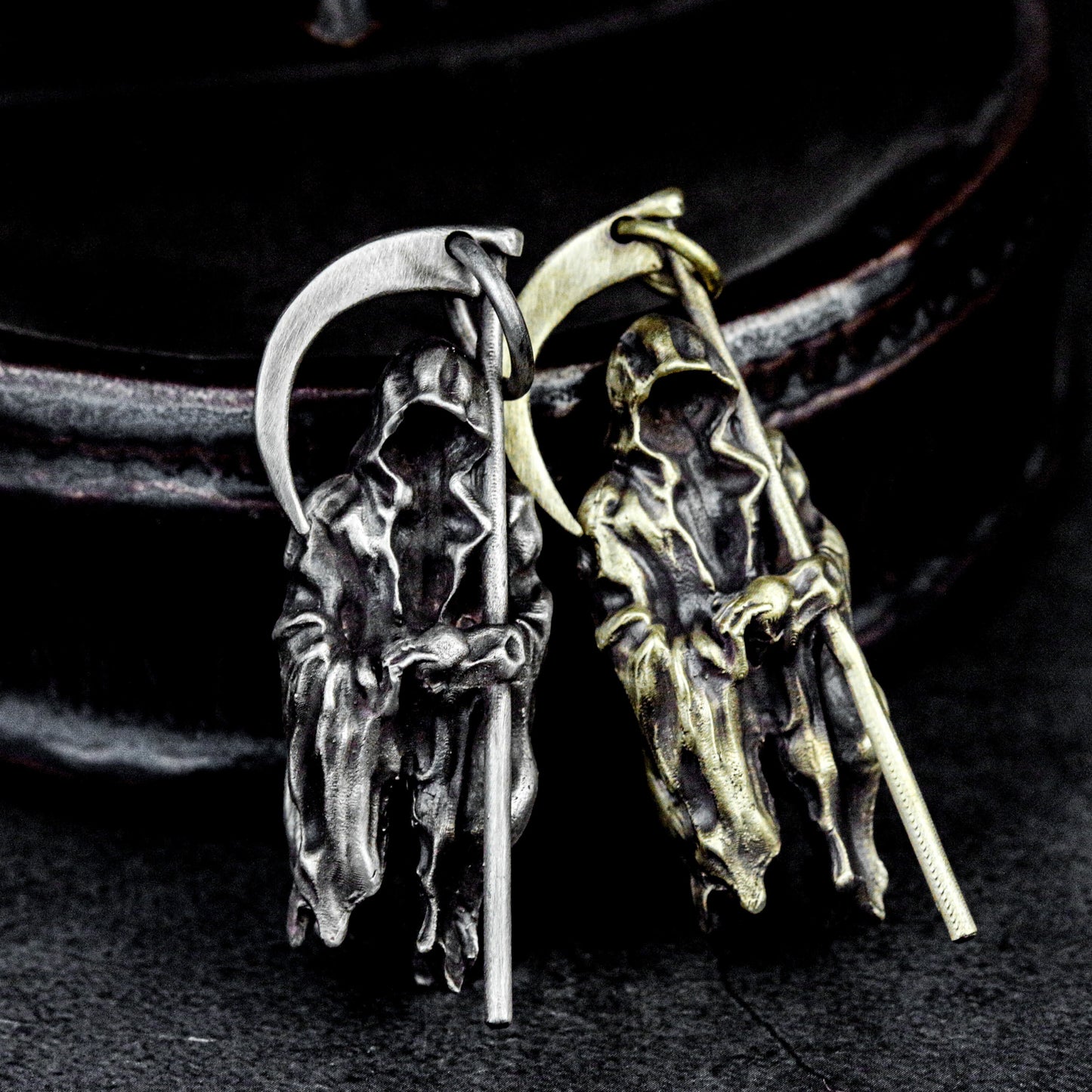 Hooded Reaper Pendant with Arched Blade ¨C 925 Sterling Silver Handmade