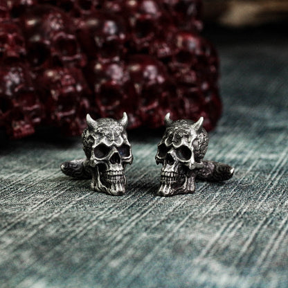 Skull Cufflinks - Handmade 925 Silver Gothic Style