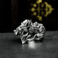 Three Wolf Ring ¨C Handmade 925 Silver Triple Howl Beast Band