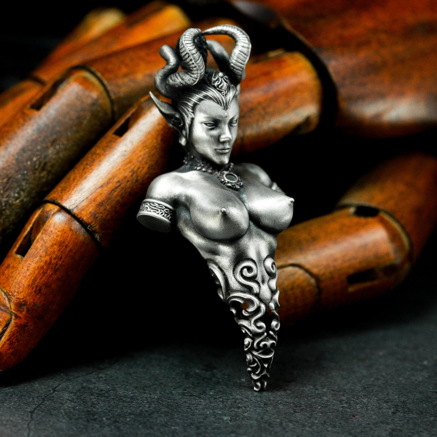 Demon Woman Pendant ¨C 925 Silver Handmade