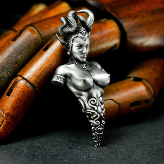 Demon Woman Pendant ¨C 925 Silver Handmade