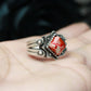 Red Stone Gothic Signet Ring ¨C 925 Sterling Silver Handmade